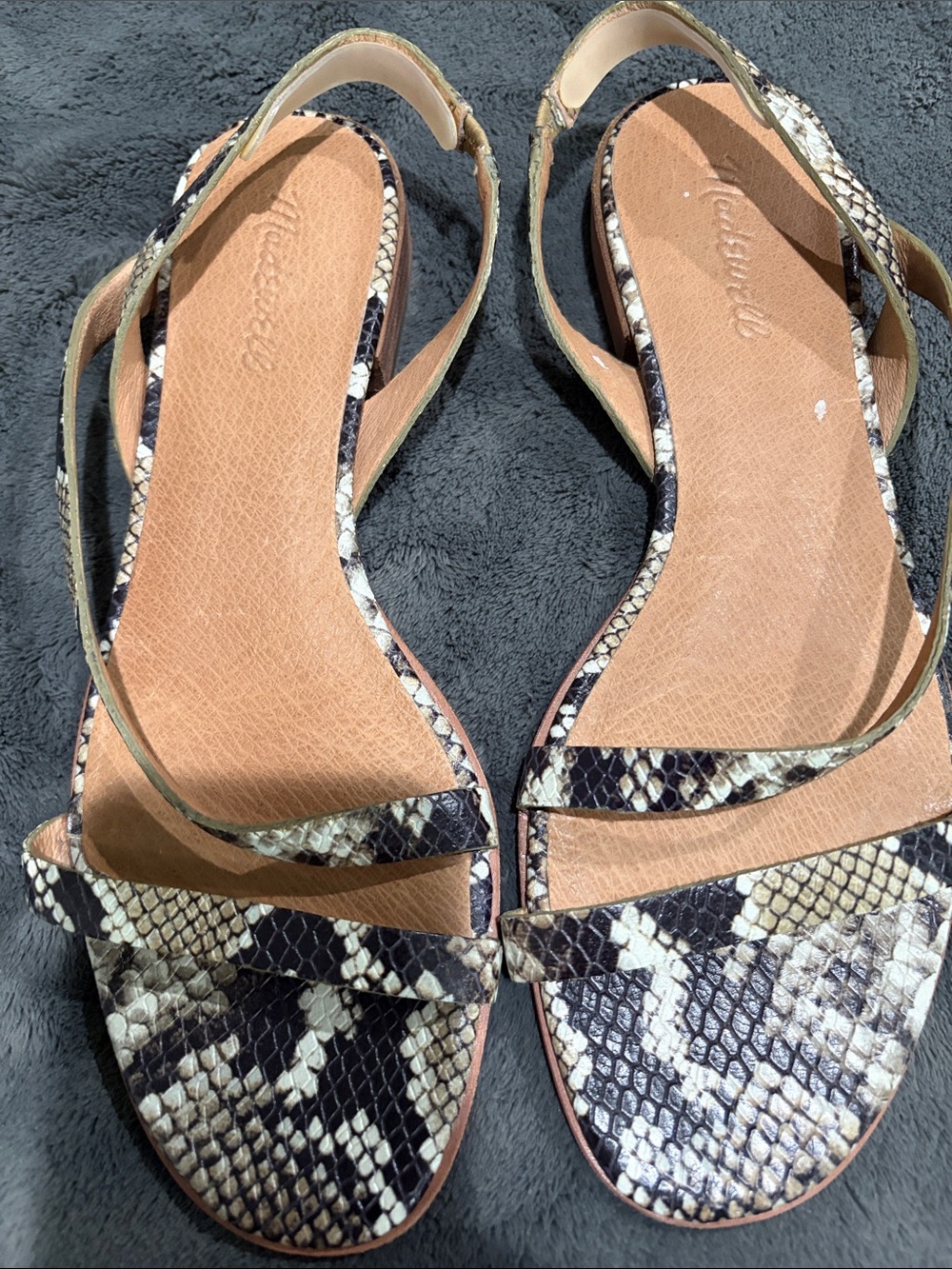 Madewell Snake-Print Slingback Sandals - Neutral
